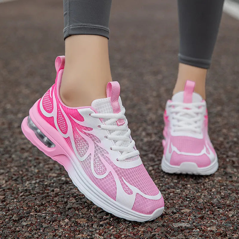 Women's mesh fashion casual sneakers in Moonlight colour with lace-up closure and PU sole