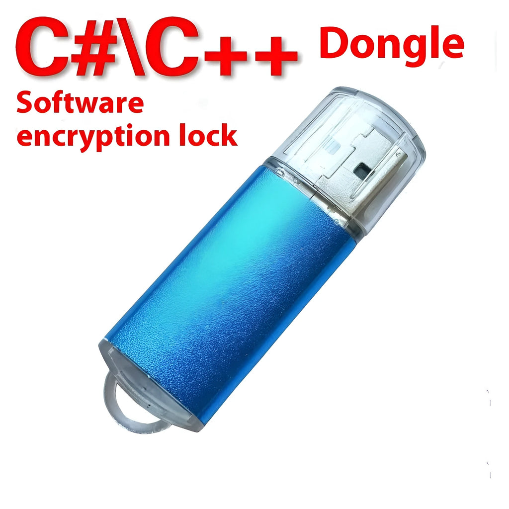 Software encryption USB dongle with metal shell in seven colour options showing USB connector