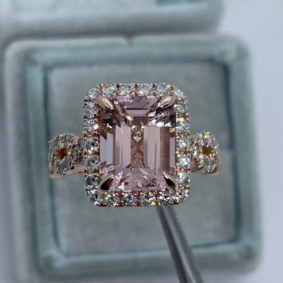 Geometric rose gold alloy ring showing electroplated finish and contemporary design