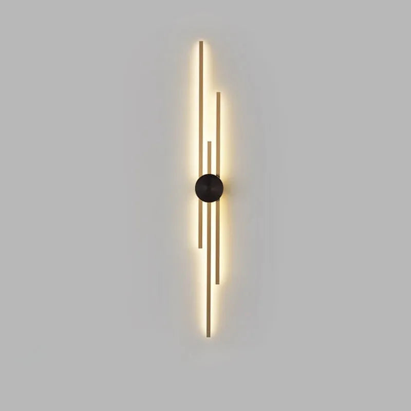 Nordic copper or black wall lamp with two or three heads, 64cm, 94cm, or 123cm long, for living room or corridor