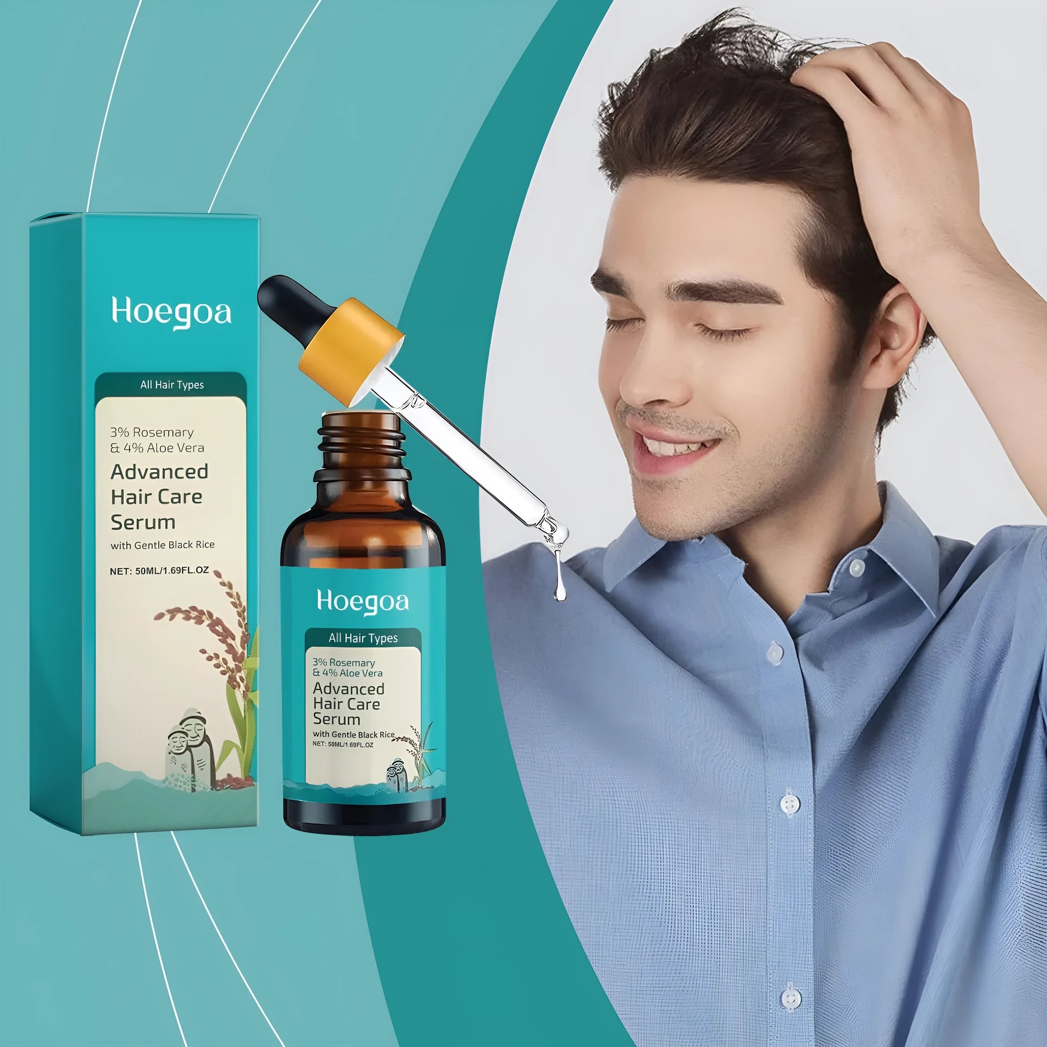 50ml hair care serum bottle with ginger root oil rosemary oil and aloe extract