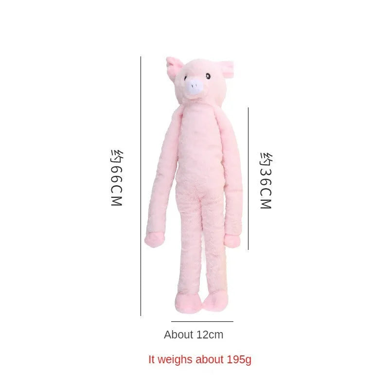 Plush dog toy with rattle paper sound feature in pink or yellow colour for large breed chewing