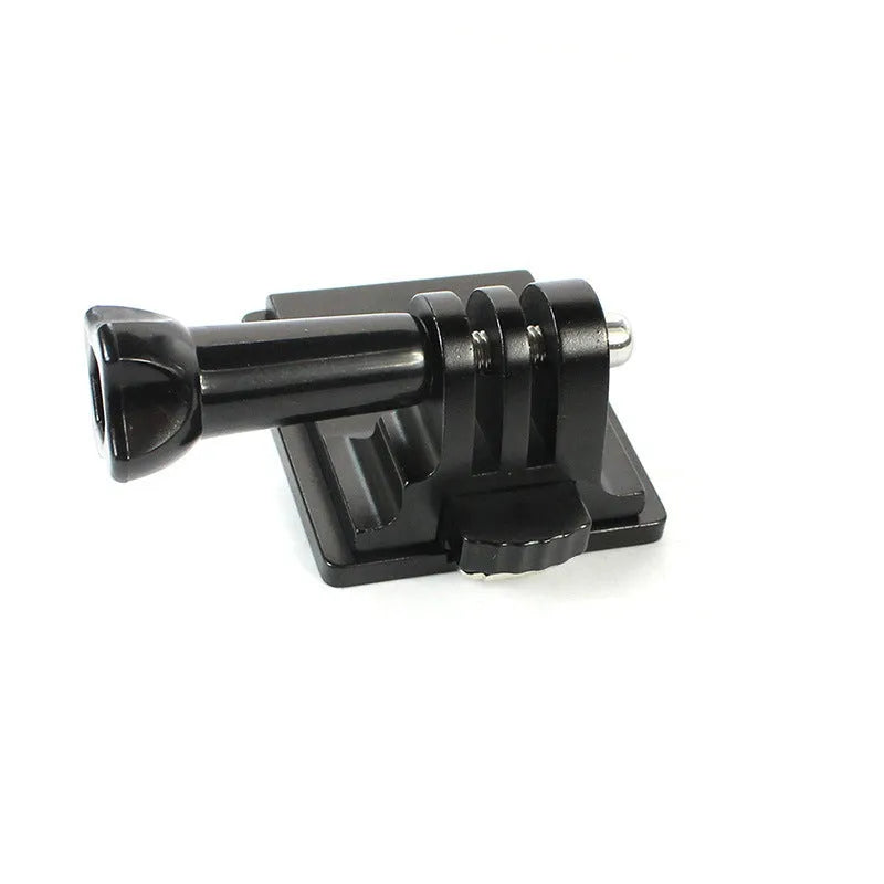 Black aluminium alloy and plastic GoPro helmet mount extension rod with quick-release bracket.