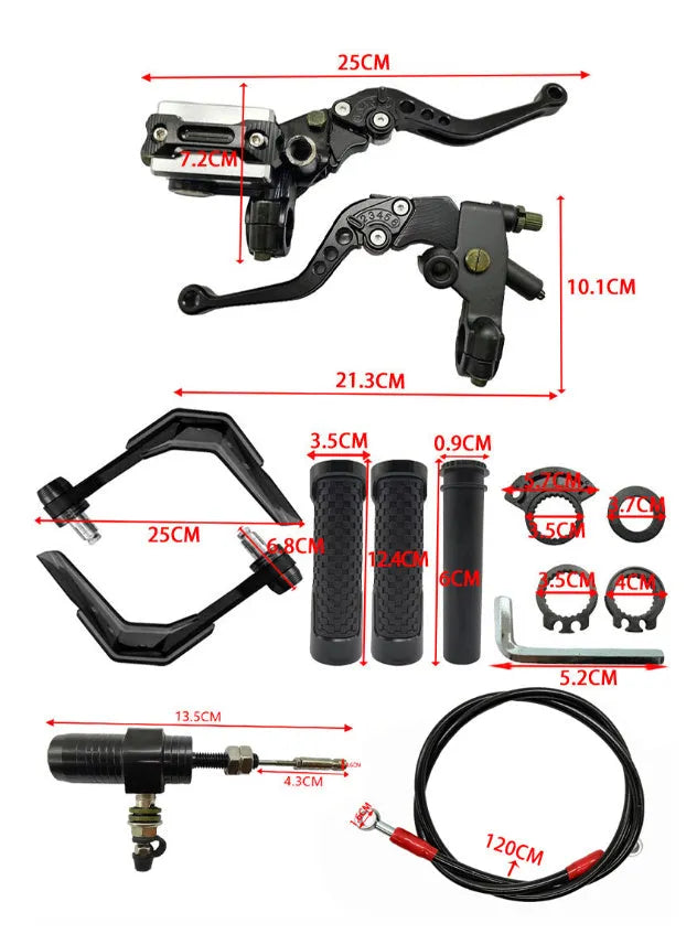 Black motorcycle brake cover for brake and clutch lever modification, general fit, supplied as one brake set.