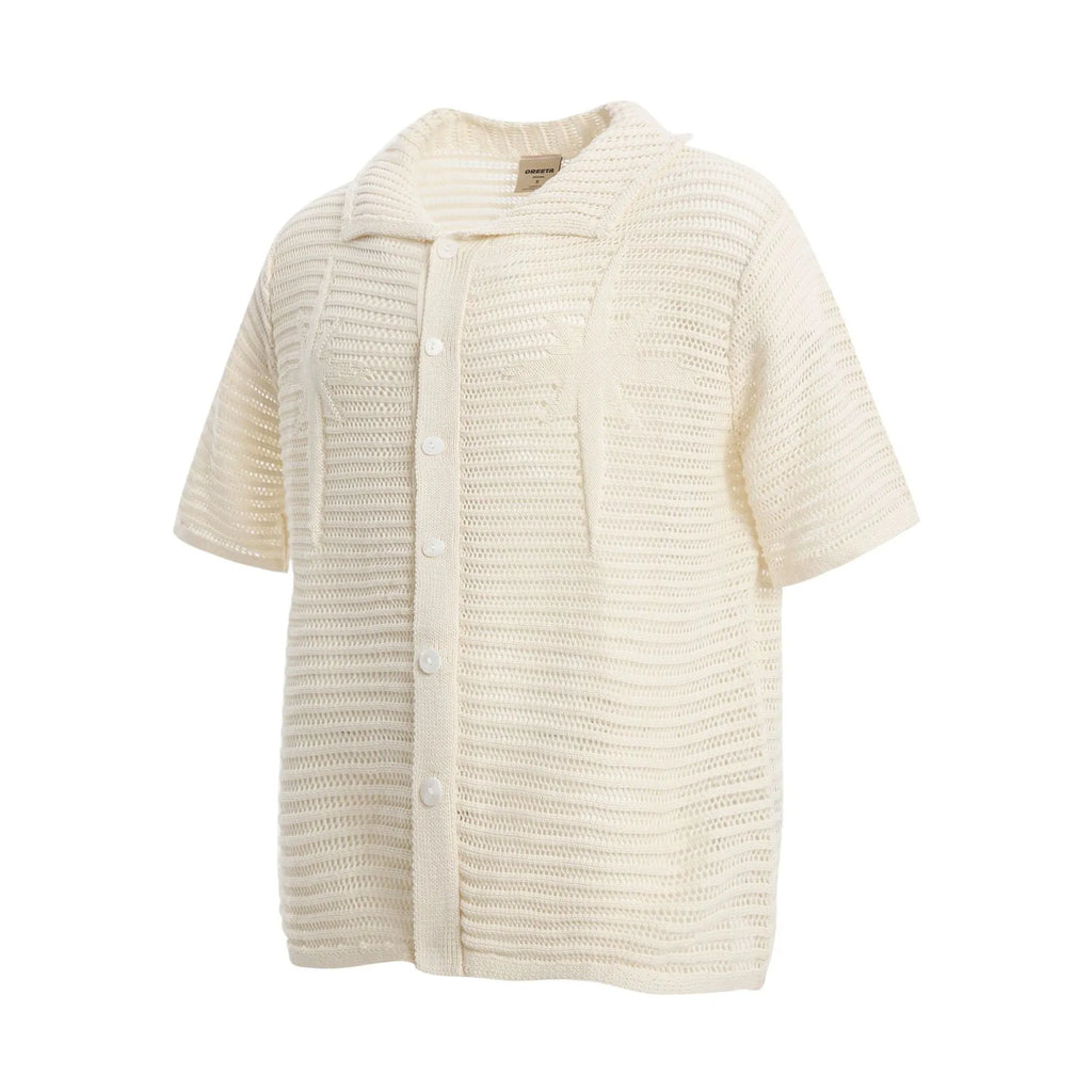 American retro loose cotton short sleeve shirt in apricot and black colours for youth casual wear