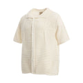 American retro loose cotton short sleeve shirt in apricot and black colours for youth casual wear