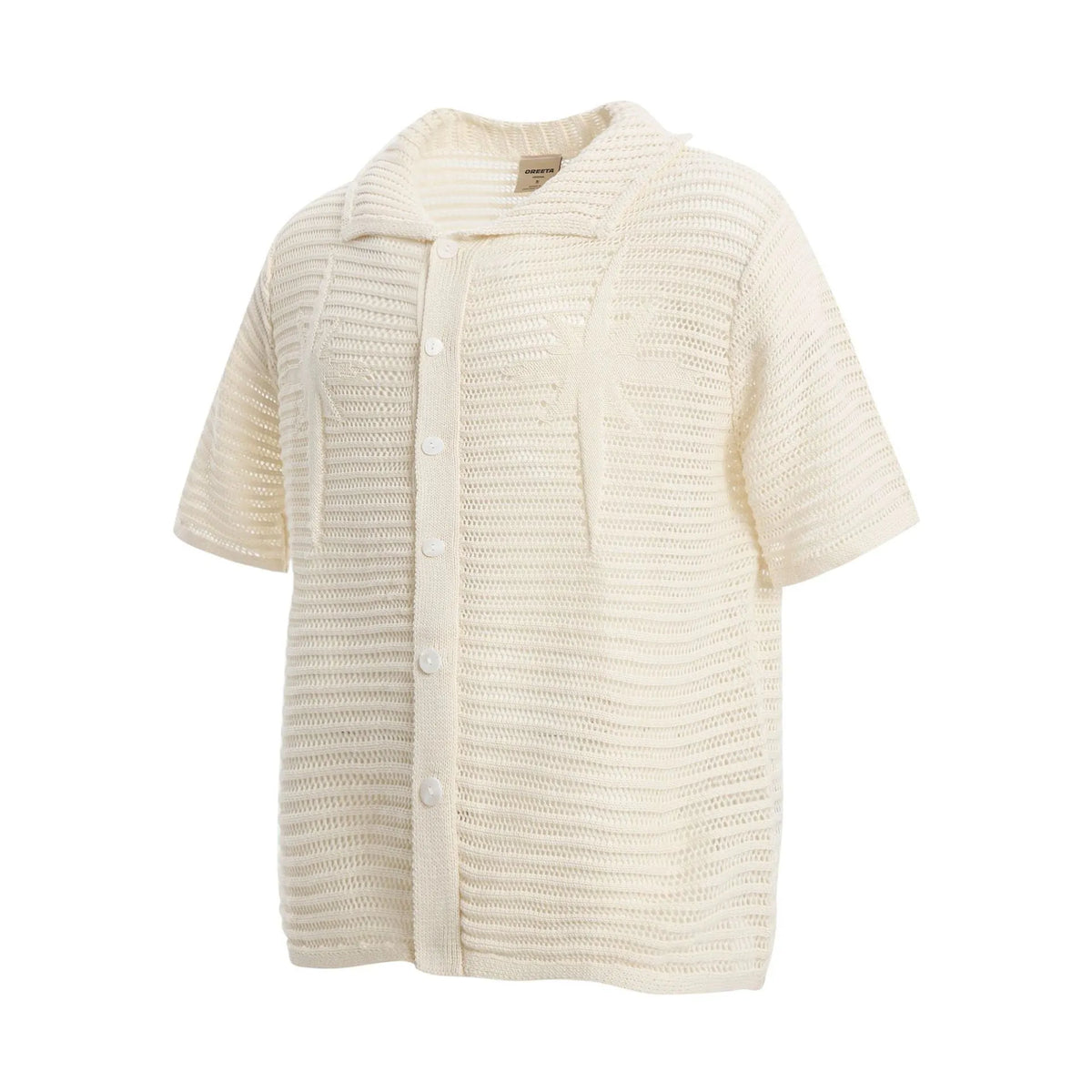 American retro loose cotton short sleeve shirt in apricot and black colours for youth casual wear