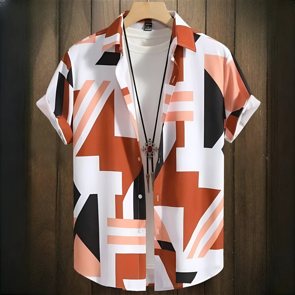 Men's camouflage pattern cardigan shirt with 3D digital printing and loose fit design
