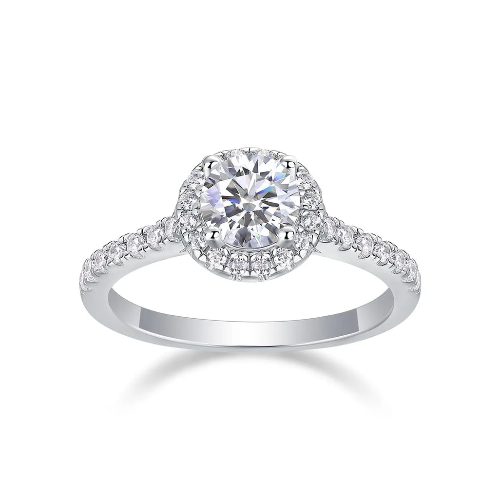 1-carat moissanite wedding ring set in S925 silver with platinum plating, gift box, GRA certificate