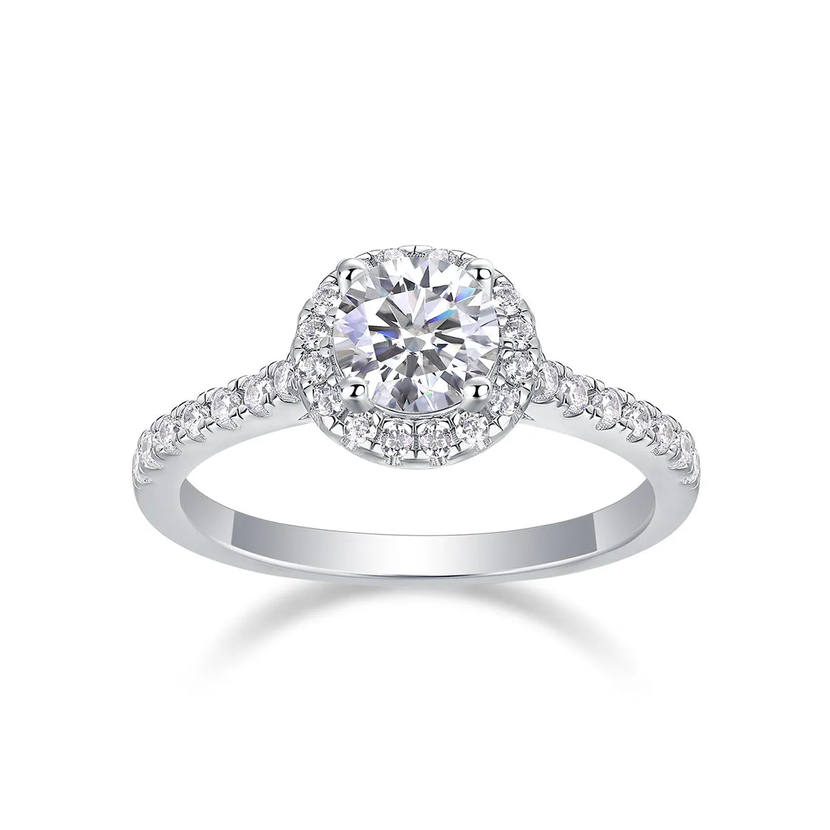 1-carat moissanite wedding ring set in S925 silver with platinum plating, gift box, GRA certificate