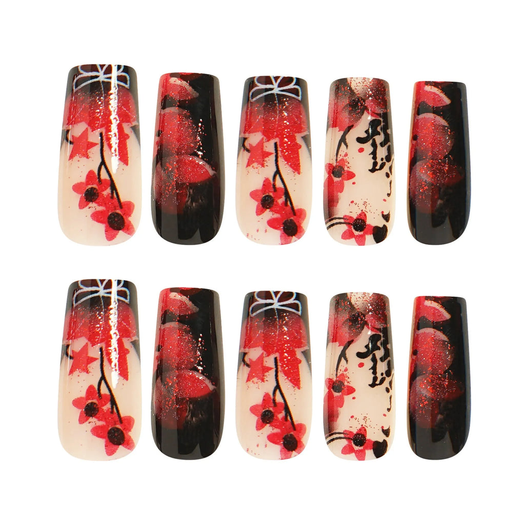 Reclaimed water pipe nail art stamping plates with wine red flower pattern and plastic wearable armour for ladies