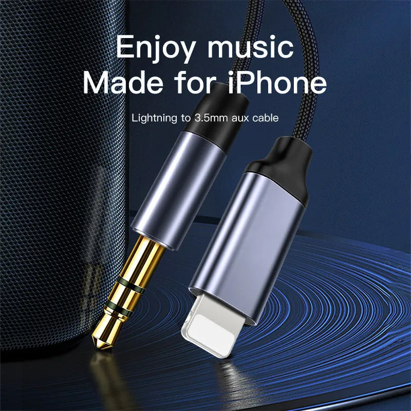 Nylon audio headphone cable with silver connectors in black or silver colour options