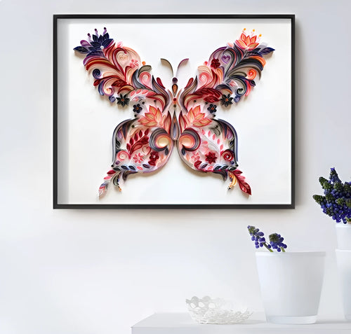 20 inch blue and pink butterfly quilling craft material pack with tools including scissors and glue
