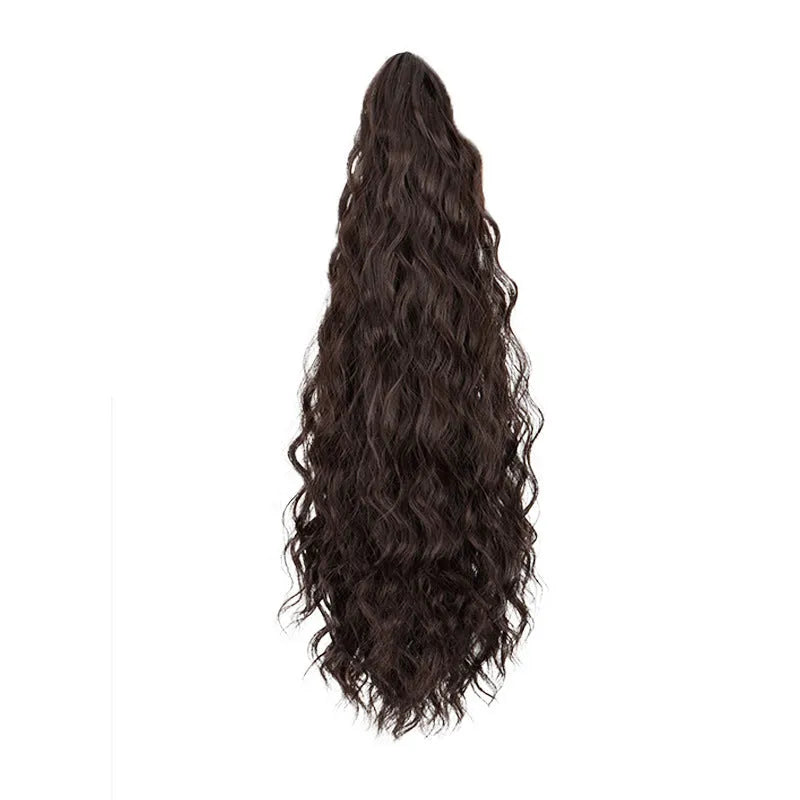 Synthetic ponytail wig with corn row curls and a hair clip, shown in colour 1B.
