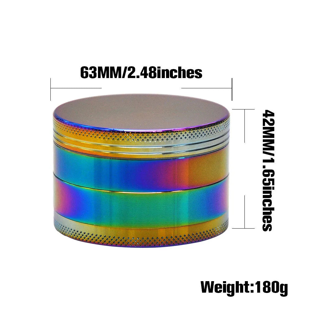 4-layer zinc alloy smoke grinder with mesh pollen screen, small portable herb and spice grinder in picture colour