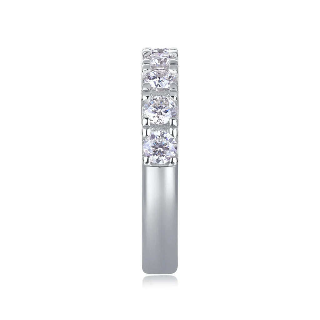 Lucky wedding ring set with 0.1-carat moissanite, S925 silver platinum plated band, sizes 5 to 9, gift box