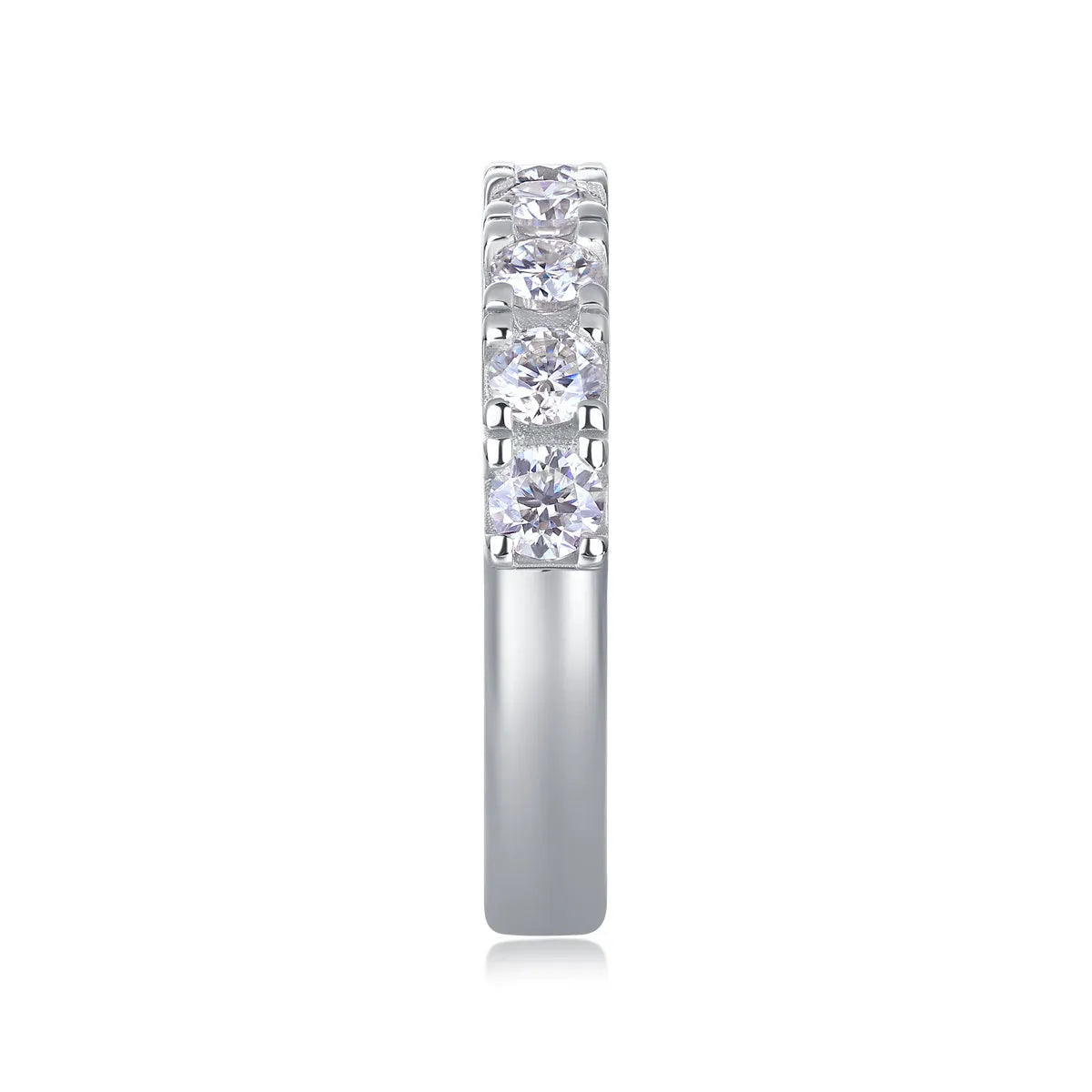 Lucky wedding ring set with 0.1-carat moissanite, S925 silver platinum plated band, sizes 5 to 9, gift box