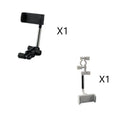 Black ABS mobile phone bracket attached to car rearview mirror holding smartphone