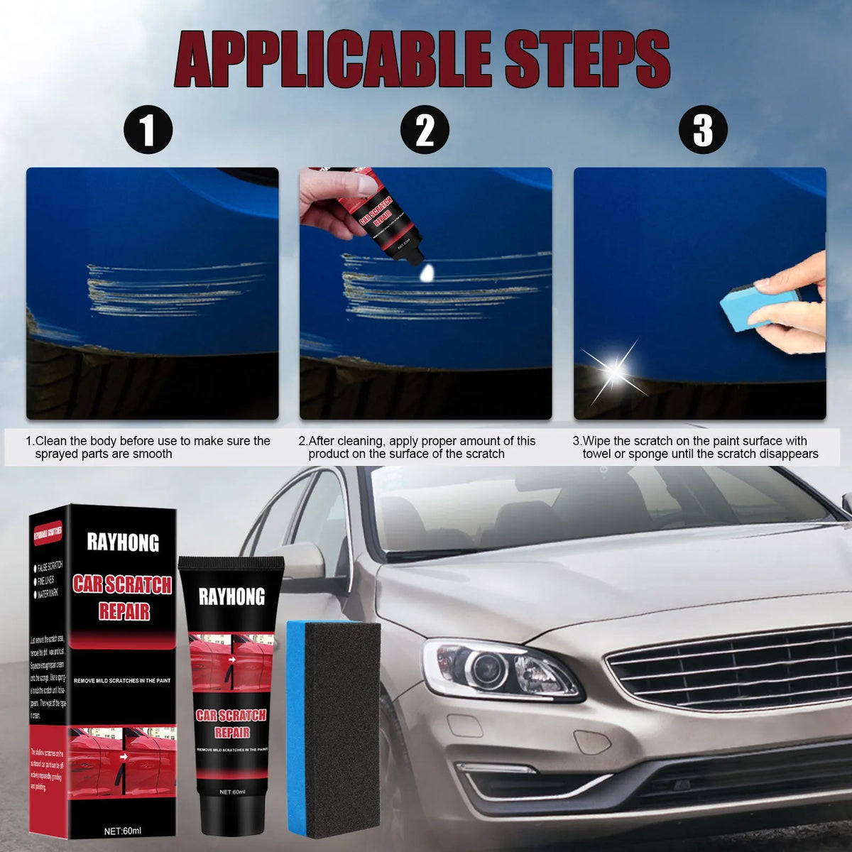 60ml car scratch repair wax kit with automotive polish and protective lacquer