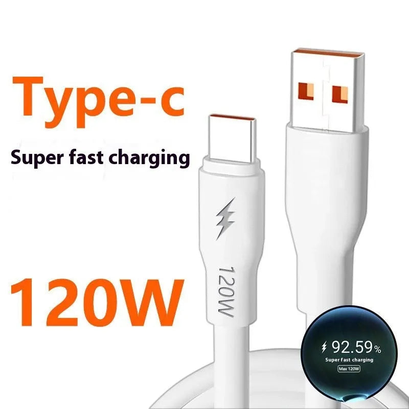 Rotatable USB-C fast charging cable 120W 6A with zinc alloy elbow connector, blue colour, 1m length