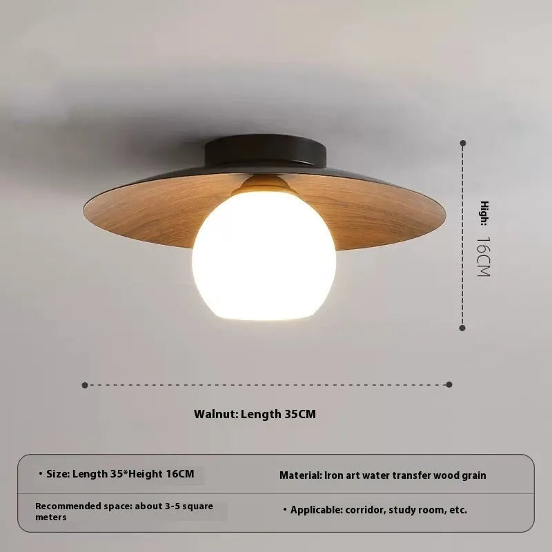 New Chinese style entrance ceiling lamp with 220V 5W bulb in black walnut or white log finish