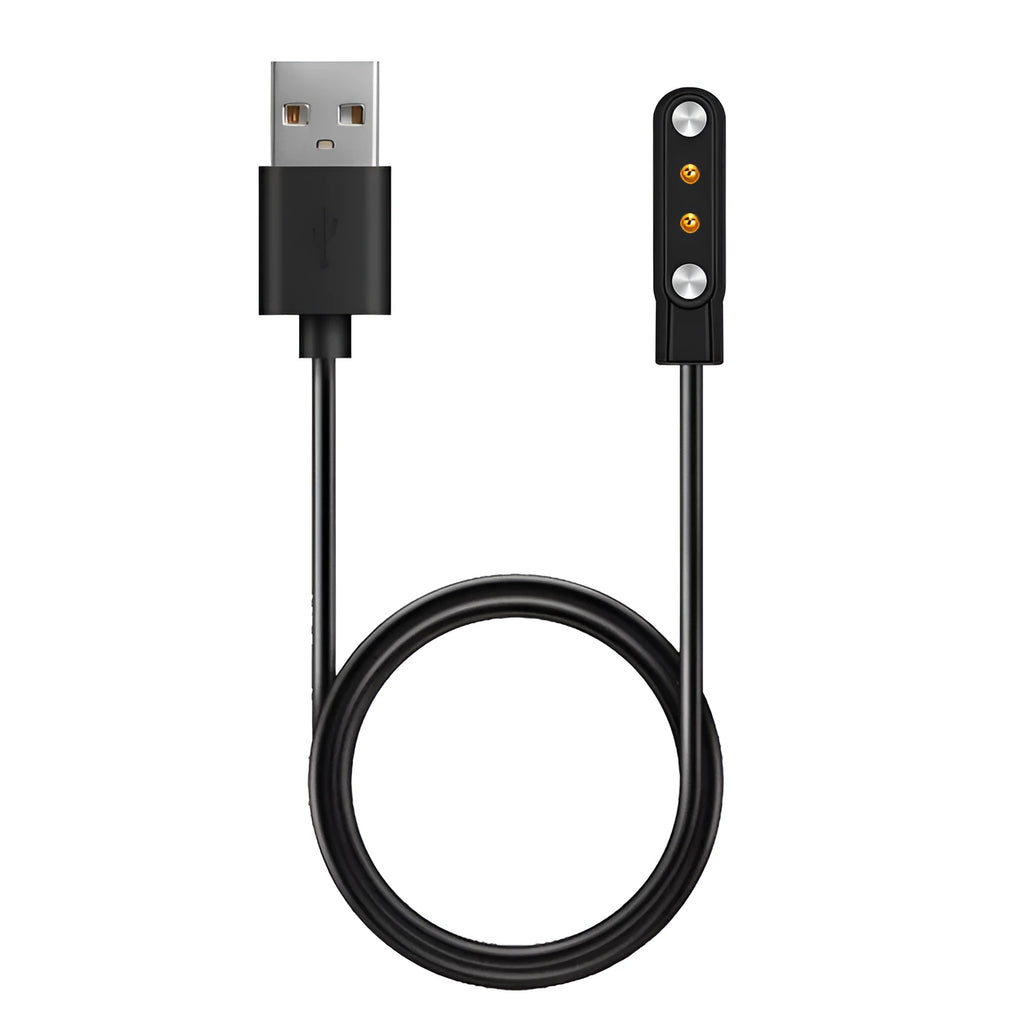 Black smart watch magnetic USB fast charger with 60cm or 100cm cable on a desk