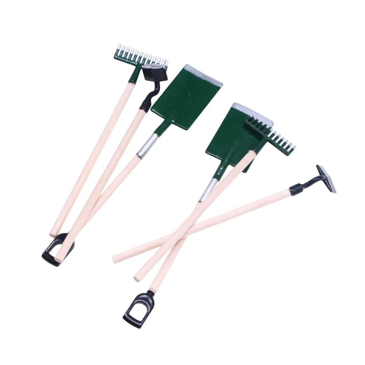Alloy miniature garden tool set for dollhouse and elf garden scenes, 3pcs set