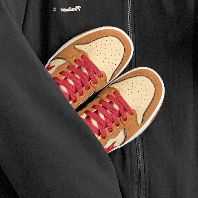 Brown women's platform sneakers with sequin details and rubber soles