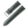 Quick release cowhide leather watch strap in black showing buckle and quick release spring bar mechanism.