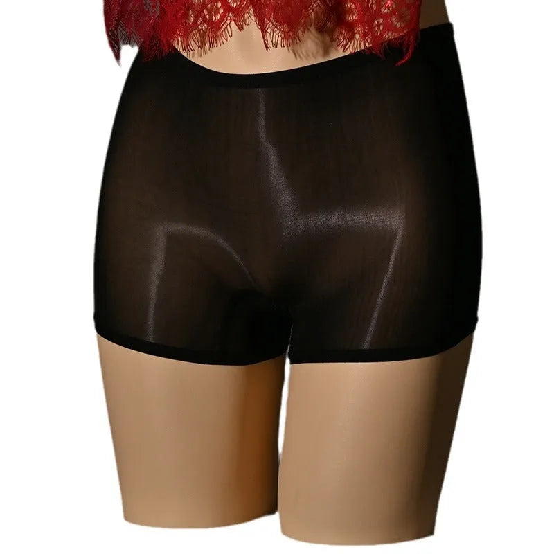 Men's shiny nylon underwear stockings in red, black, grey, white, fair skin, natural skin and brown colours