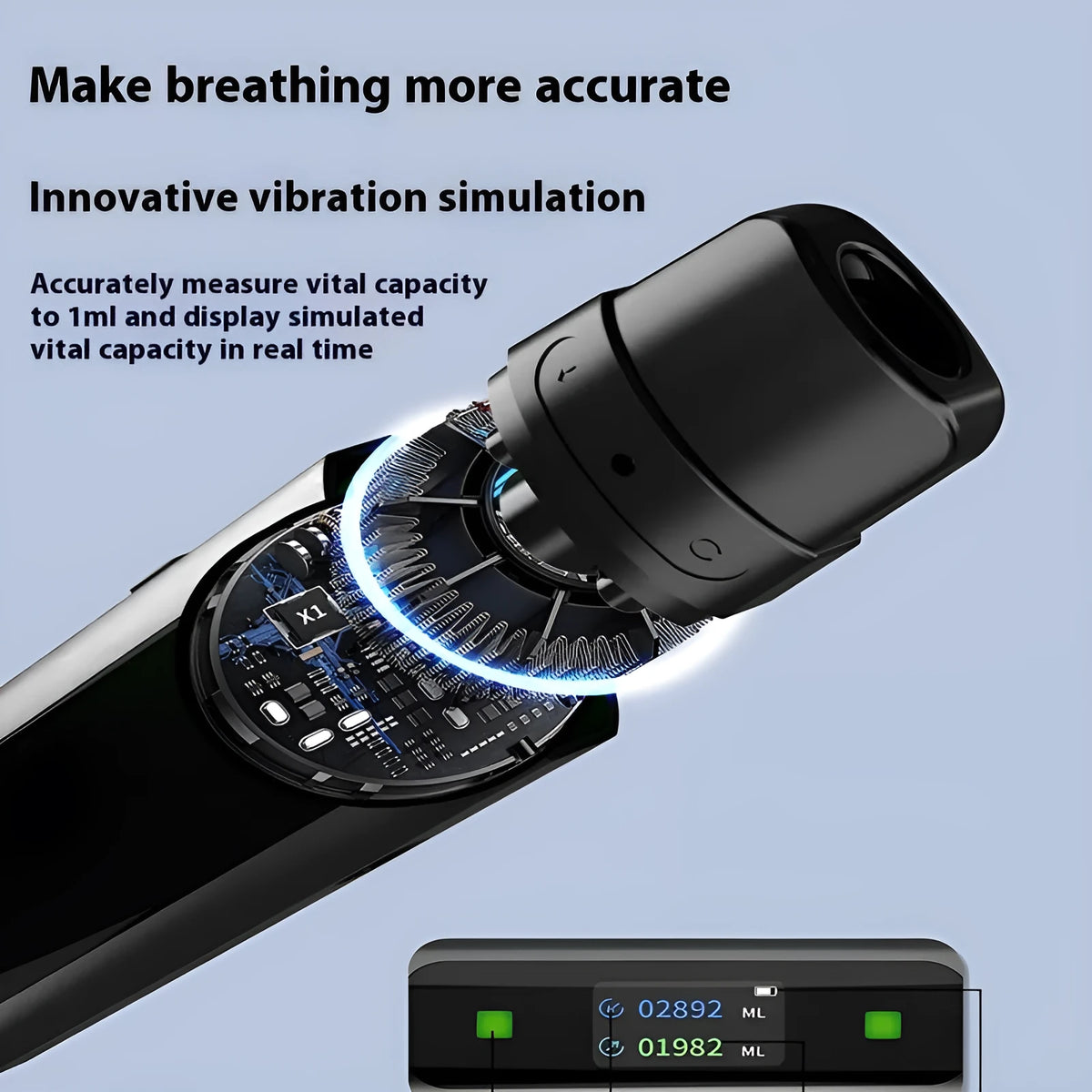 Black medical PP intelligent breathing trainer smart respirator for vital capacity exercise and fitness body use