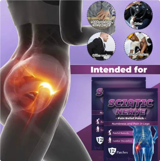 Sciatic Nerve Acupoint Patch 26g bag with 12 plaster patches in bagged packaging