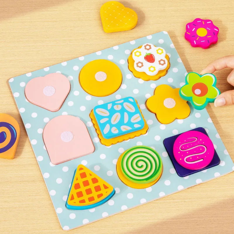 Children wooden educational toy set in XBL pizza biscuit colour box for hand-eye coordination and sensory training