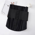 Nylon belly band waist trainer in apricot and black colours with belt tie