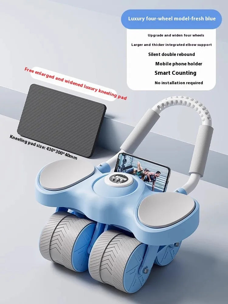 Abdominal wheel with automatic rebound mechanism in multiple style and colour options