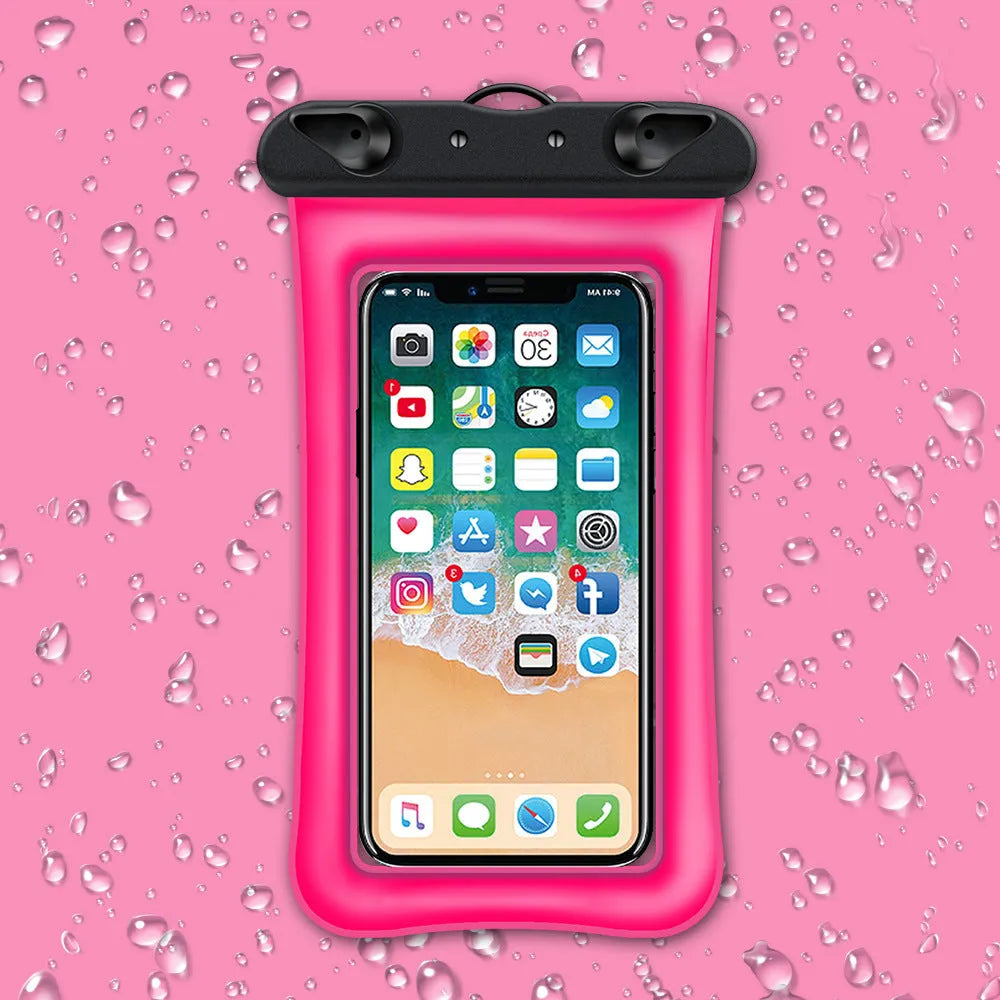 Waterproof phone pouch with double airbag construction and 45cm rope