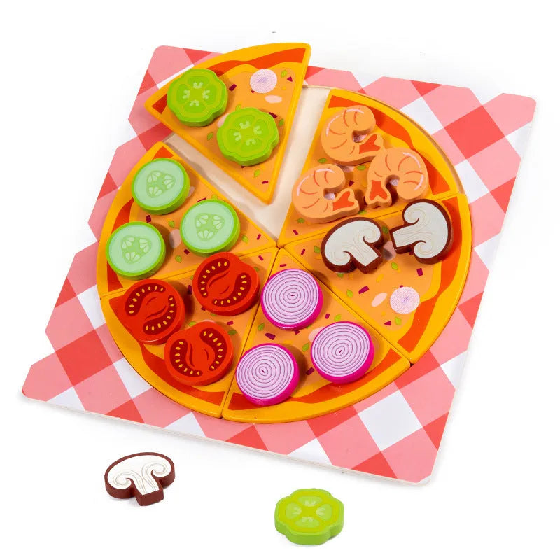 Children wooden educational toy set in XBL pizza biscuit colour box for hand-eye coordination and sensory training