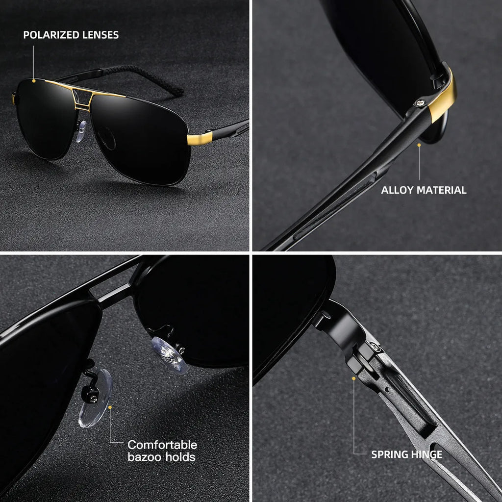 Men's orange red aviator sunglasses with polarised TAC lenses and metal frame