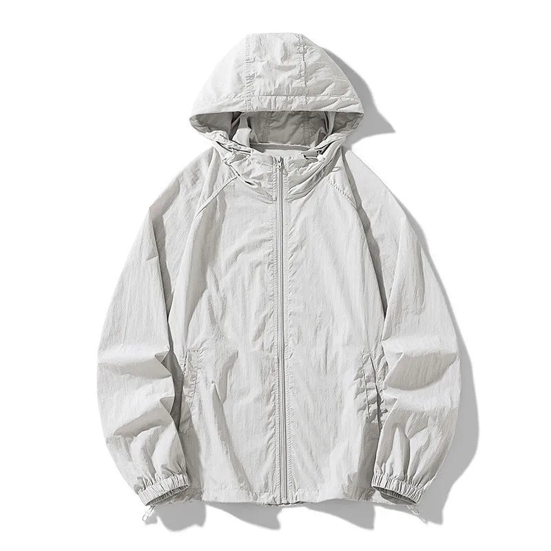 Lightweight nylon outdoor jacket in loose fit available in multiple colours including creamy-white and navy blue