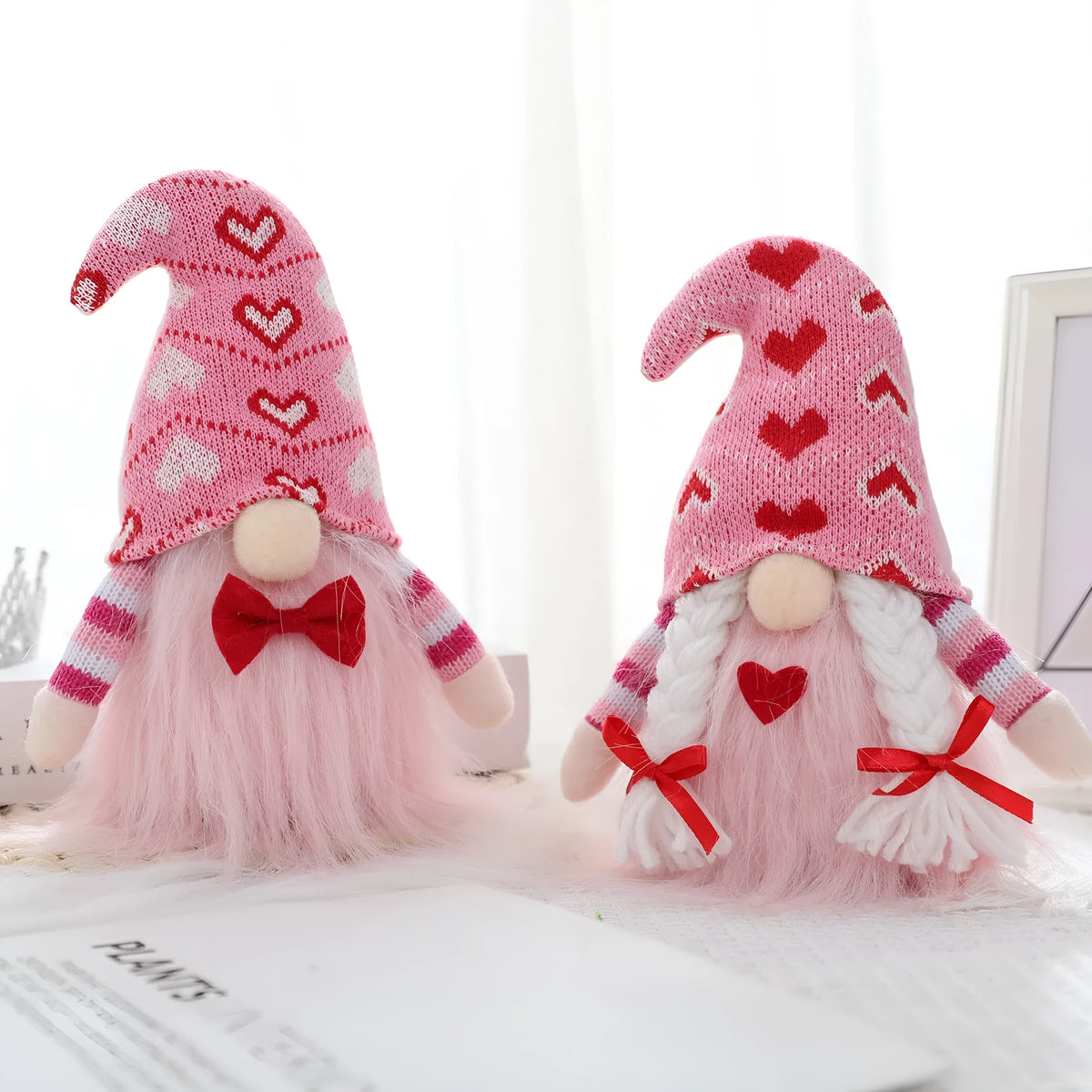 Knitted faceless cloth doll heart decoration with Nordic style for Valentine's Day