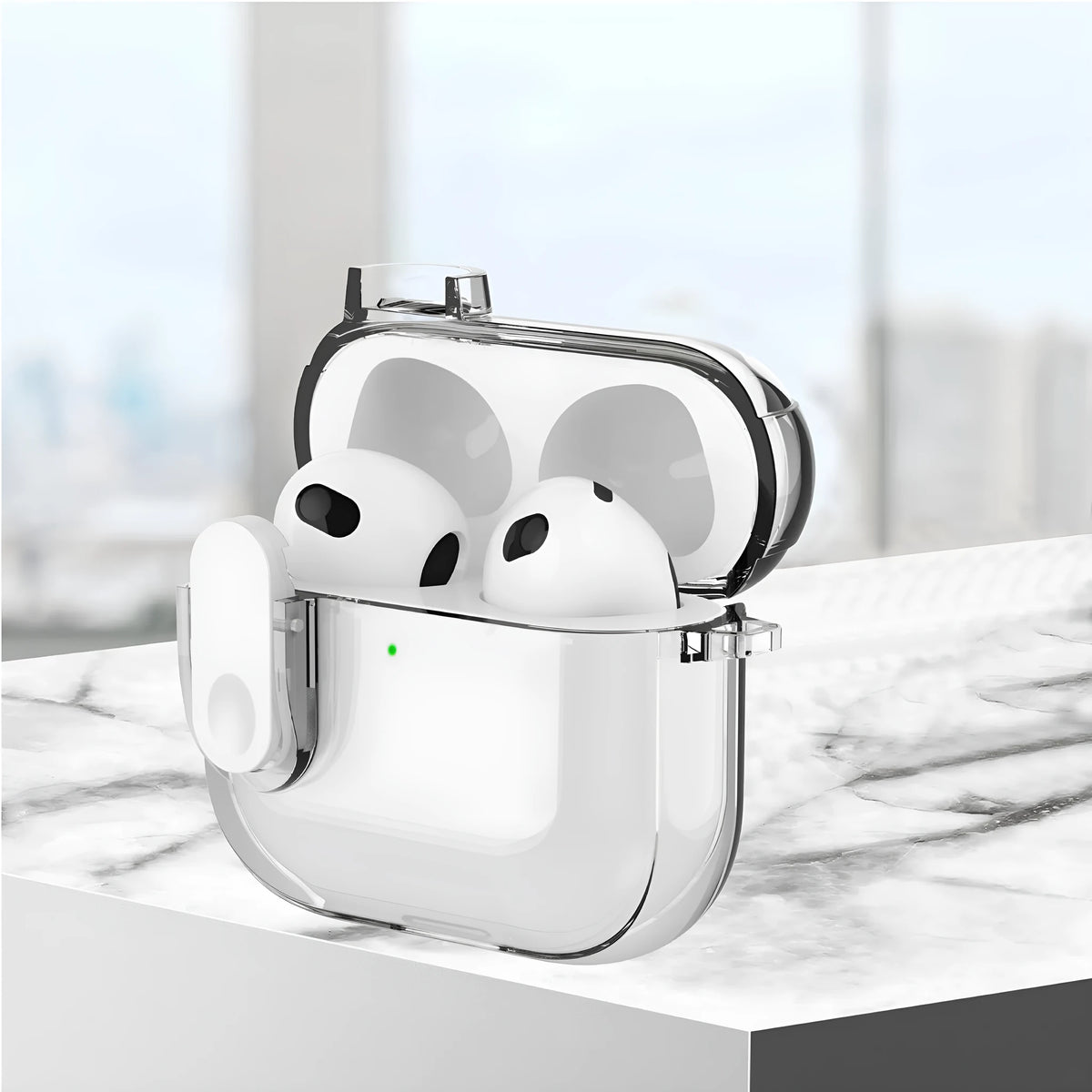 Transparent TPU earphone case for Apple AirPods 4 in clear, grey or pink soft translucent cover