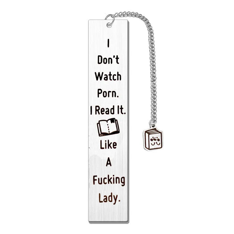 Stainless steel bookmark with tassel in a metal gift box, showing colour options.