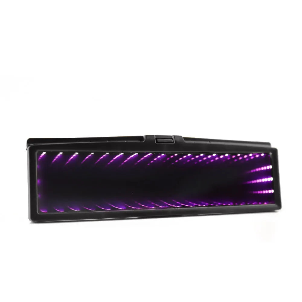 280mm flat car rearview mirror with anti-glare coating and coloured 3D night lighting effect.