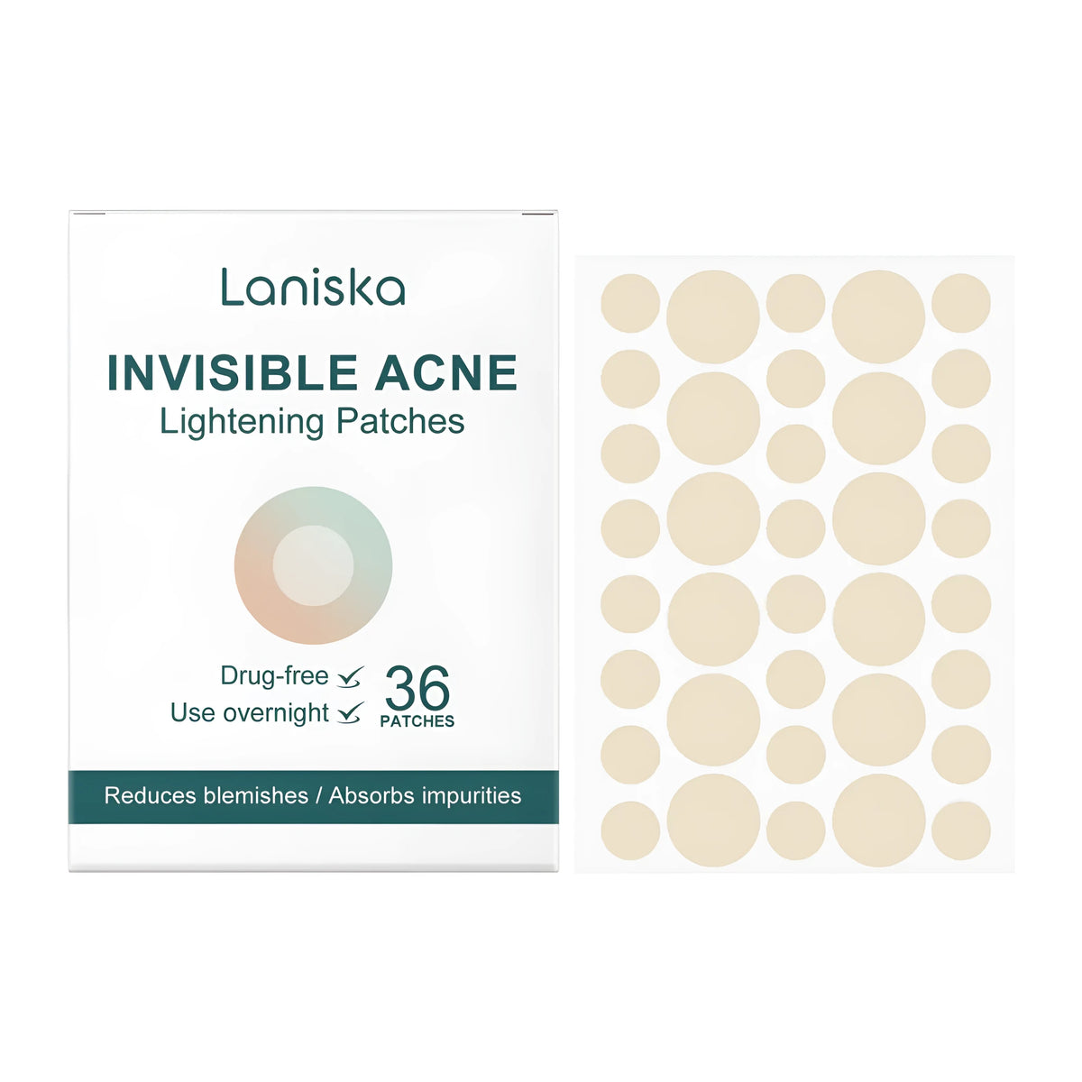 Acne removing patch pack of 36 with salicylic acid, vitamin E, tea extract and Centella asiatica extract