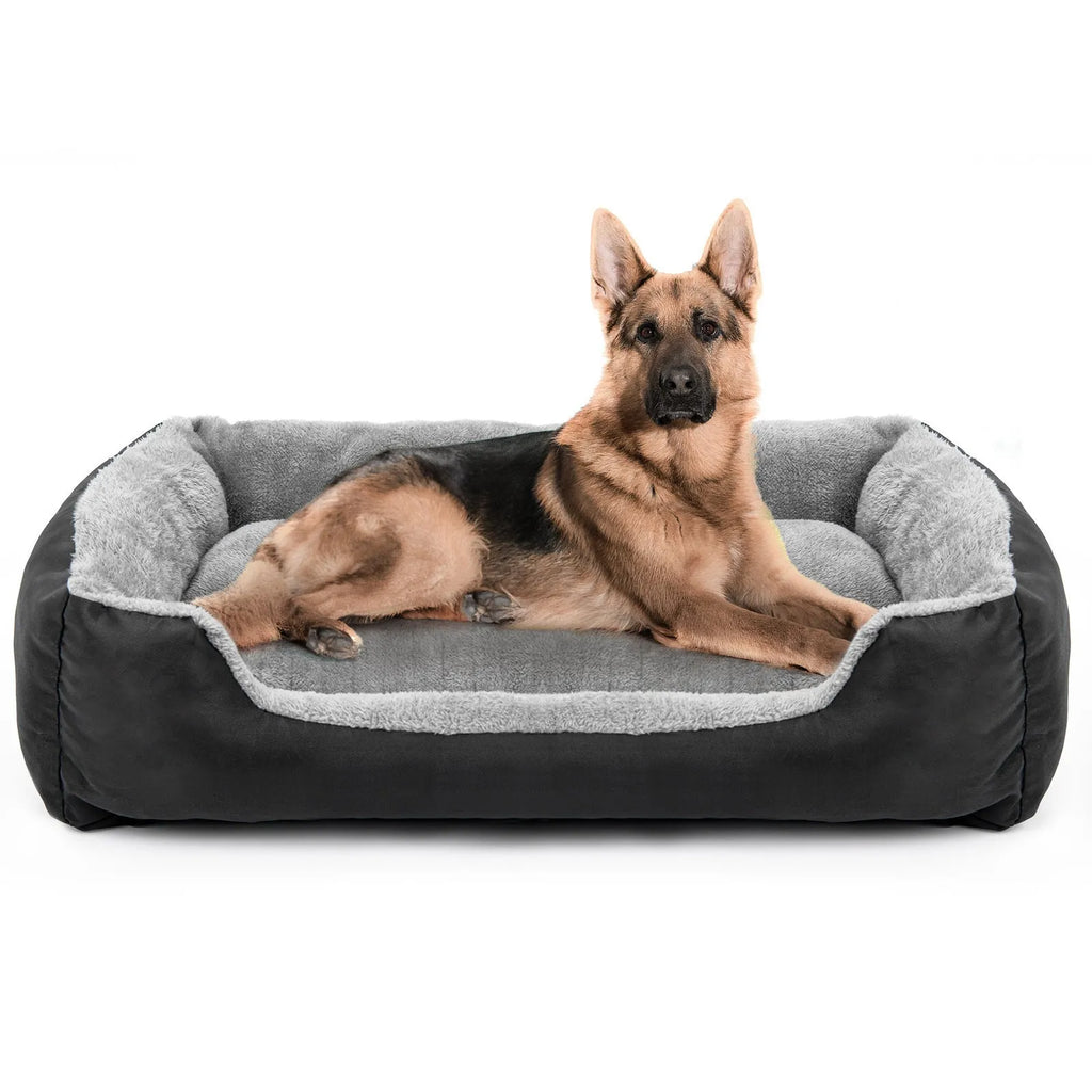 Black cloth dog nest bed for medium to large dogs with raised edges, 110 cm 2XL size