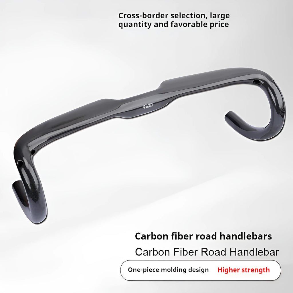 Carbon fiber road bicycle drop handlebar in UD Matte finish, showing 420mm width.