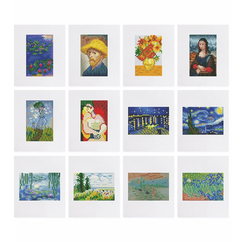 Diamond painting sticker set with 12 non-repeating acrylic cartoon style frameless pieces
