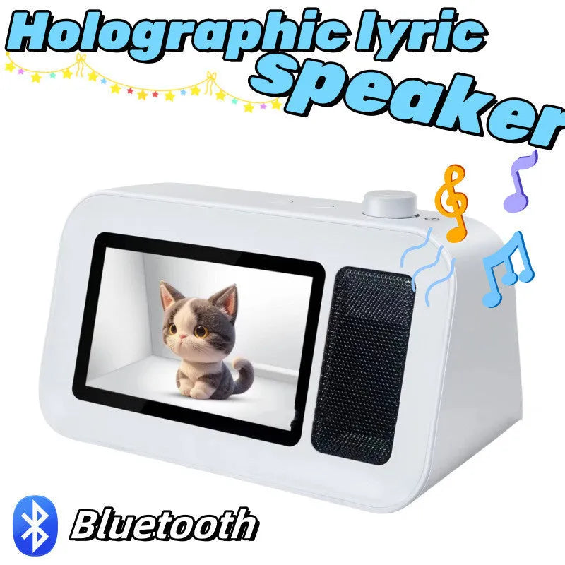 White holographic lyric Bluetooth speaker with 5.1 channel subwoofer, USB powered, 20x9.5x12cm