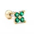 Korean-style tassel flower screw ball ear cartilage piercing brass floral ear stud in colour options