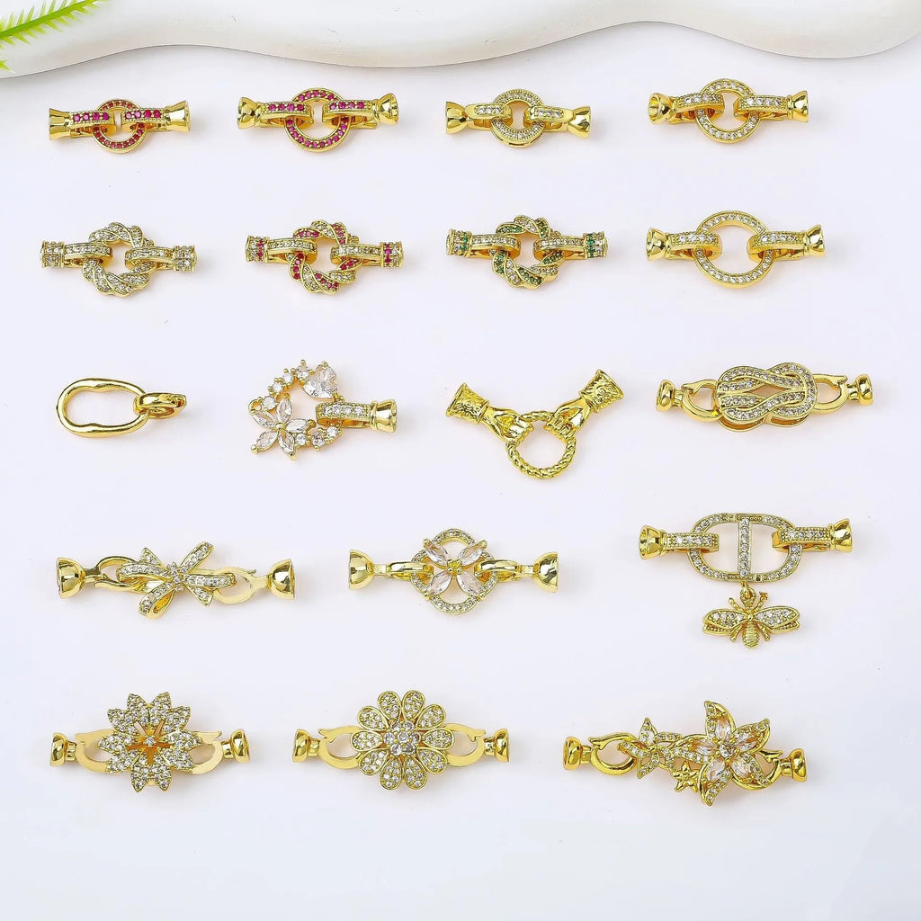 Small 18K gold colour metal clasp for pearl necklaces and jewellery making